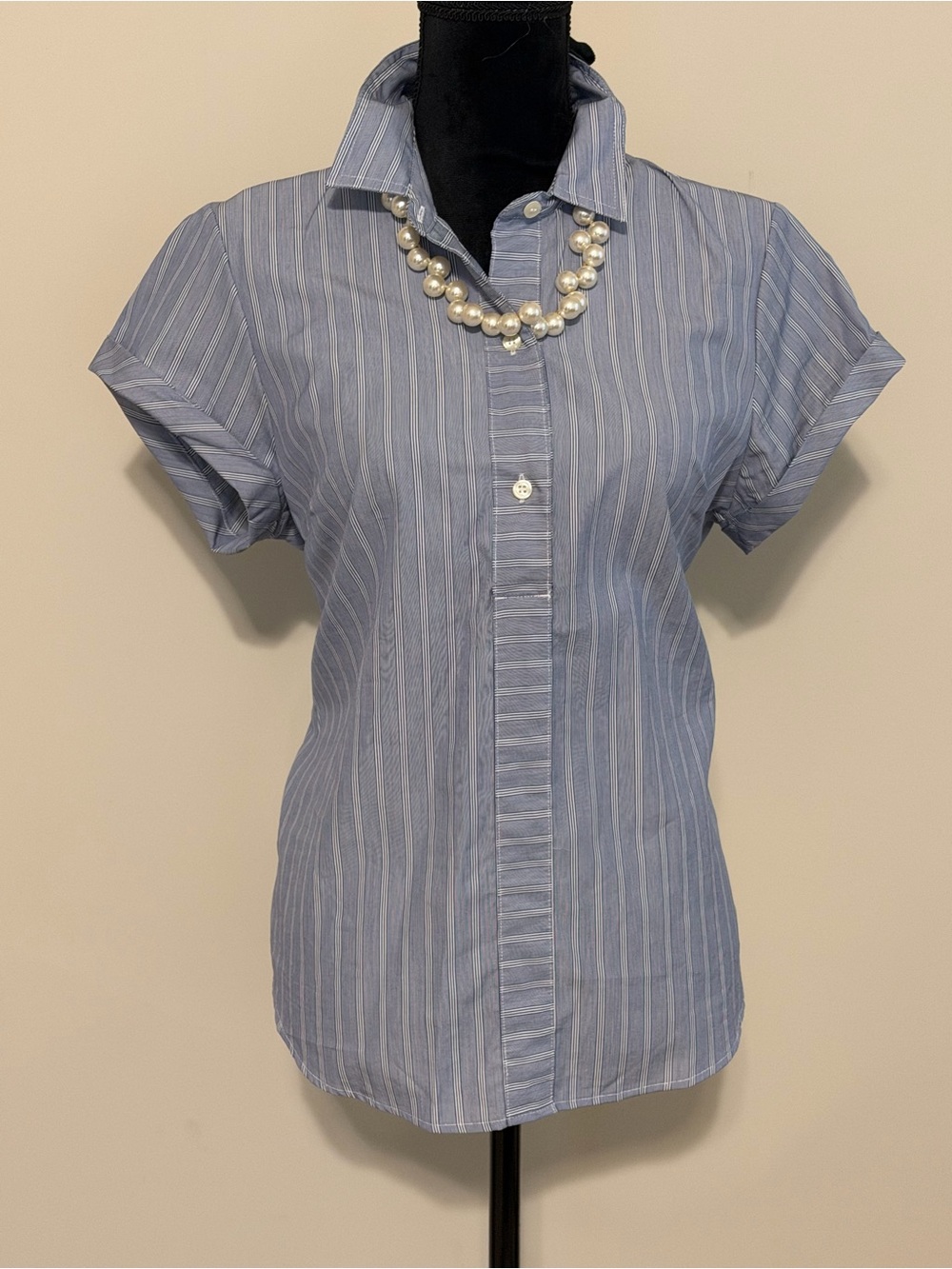 J. Crew Light Blue and White Striped Button-Down Shirt
